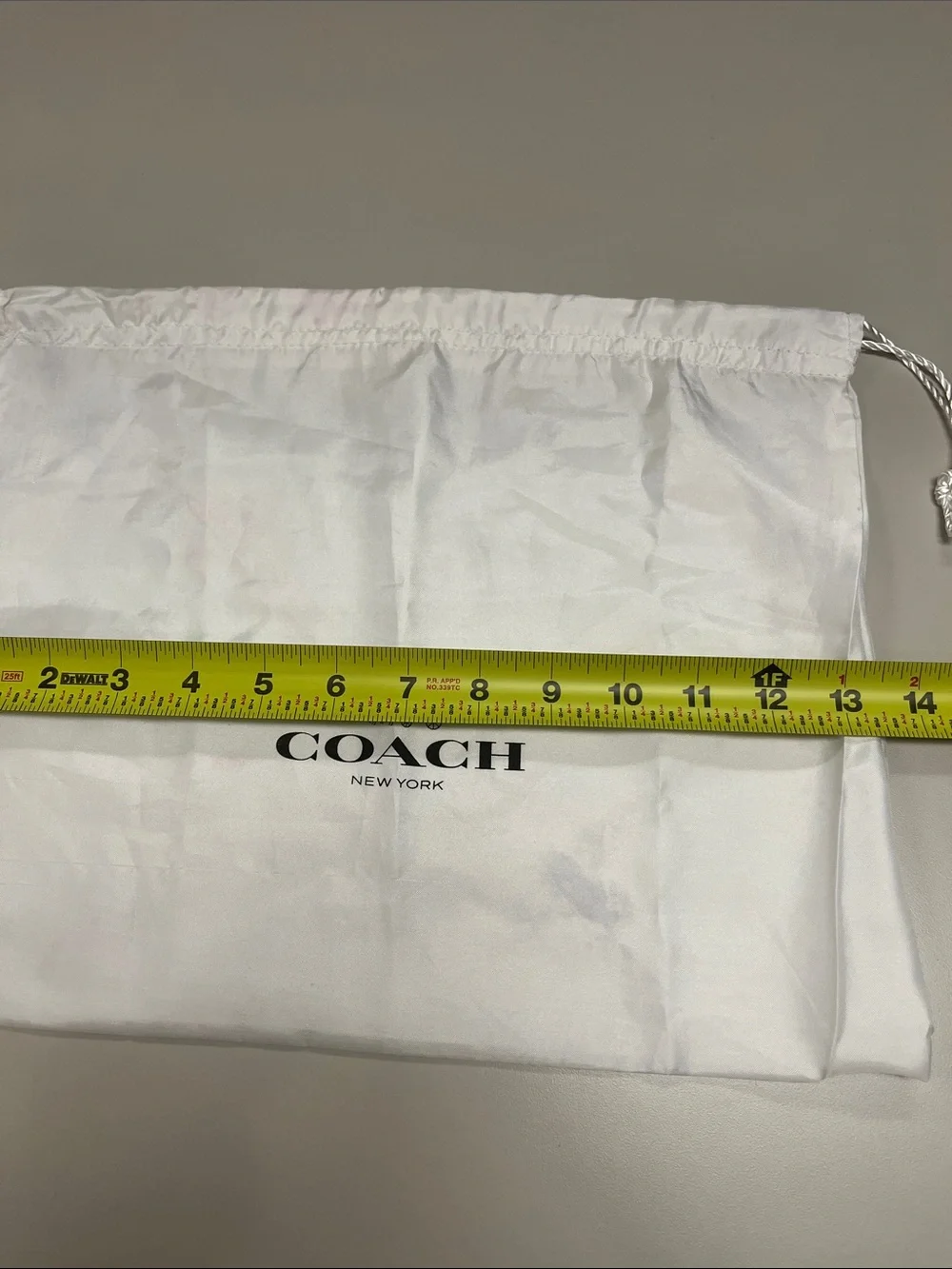 Coach White Drawstring Logo Dust Bag